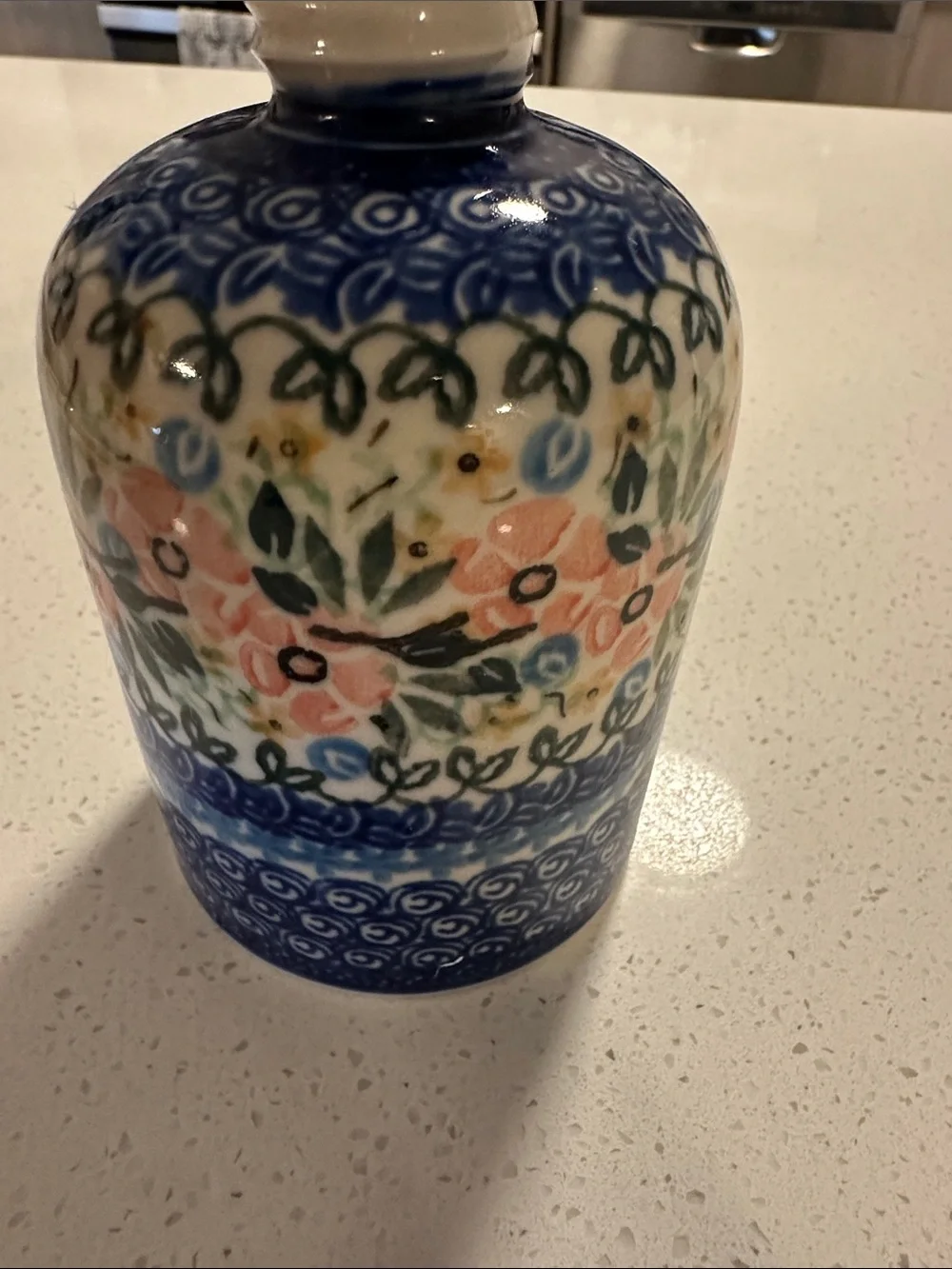 Handcrafted Blue Floral Ceramic Vase - Home Accents